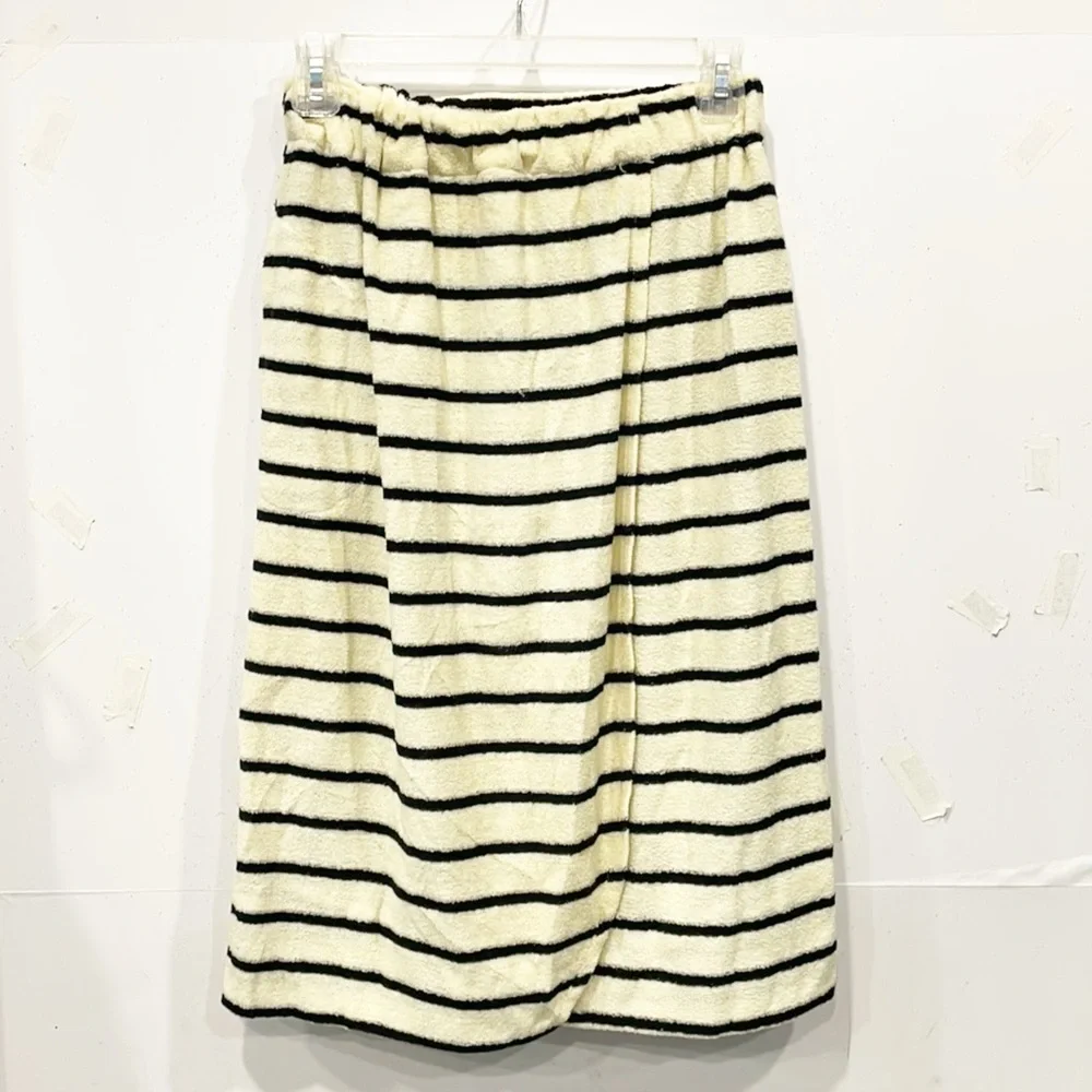 Vintage Sportwhirl Terry Cloth Wrap Midi‎ Skirt Stripes Pull On Elastic Waist 10